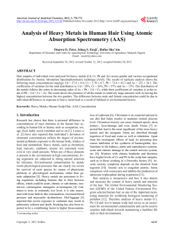 Analysis of Heavy Metals in Human Hair Using Atomic Absorption