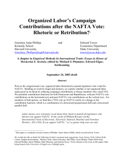 Organized Labor`s Campaign Contributions after the NAFTA Vote