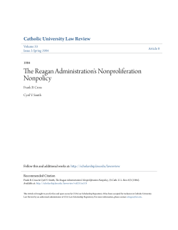 The Reagan Administration`s Nonproliferation Nonpolicy