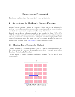 Bayes versus Frequentist 1 Adventures in FlatLand: Stone`s Paradox