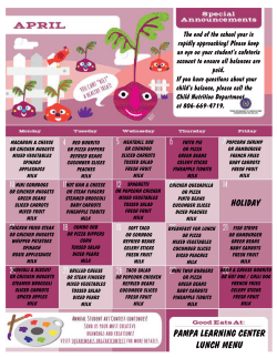 Pampa ISD April 2017 Menu