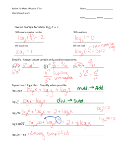 Give an example for when log     = Simplify. Answers must contain