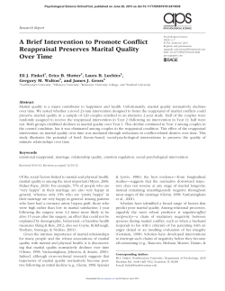 A brief intervention to promote conflict reappraisal preserves marital