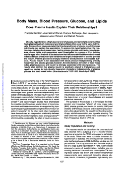 Body Mass, Blood Pressure, Glucose, and Lipids