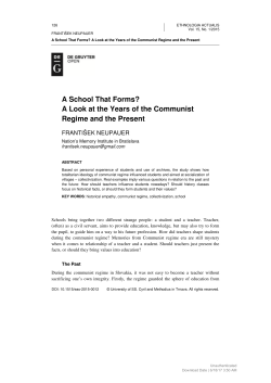 A School That Forms? A Look at the Years of the Communist