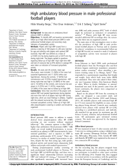 High ambulatory blood pressure in male professional football players