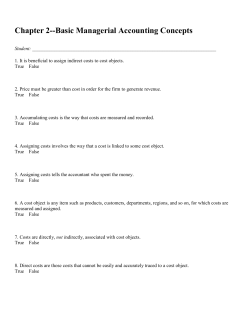 Chapter 2--Basic Managerial Accounting Concepts