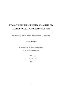 EVALUATION OF THE UNIVERSITY OF CANTERBURY AUDITORY