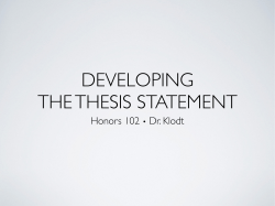 Slides: Dr. Klodt`s Thesis Statement