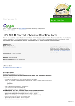 Let`s Get It Started: Chemical Reaction Rates