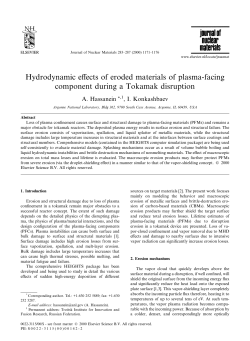 Hydrodynamic effects of eroded materials of plasma