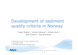 Development of sediment quality criteria in Norway
