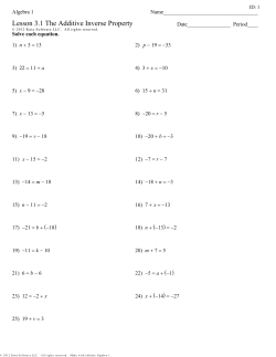 Lesson 3.1 The Additive Inverse Property