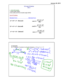 January 30, 2013 a2 = b2 + c2