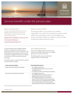 Survivor benefits under the pension plan