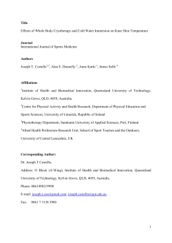 Effects of Whole Body Cryotherapy