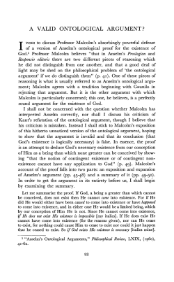 A Valid Ontological Argument?