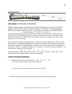 ChemQuest 28 Information: Introduction to Reactions
