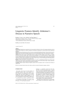 Linguistic Features Identify Alzheimer`s Disease in Narrative Speech
