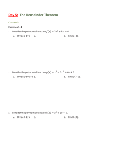 Day 5: The Remainder Theorem