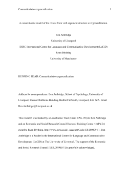 Connectionist overgeneralization 1 A connectionist