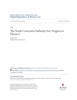 The Youth Correction Authority Act: Progress or Menace?