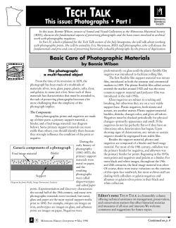 Care of photographic materials, Part 1