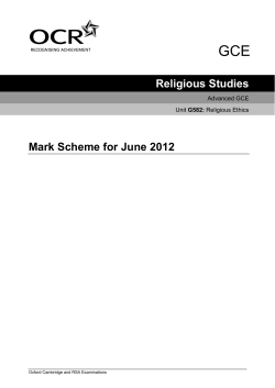 Mark scheme - Unit G582 - A2 Religious ethics - June