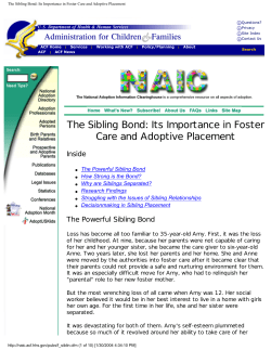 The Sibling Bond: Its Importance in Foster Care and Adoptive
