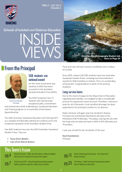 From the Principal - School of Isolated and Distance Education