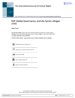 R2P, Global Governance, and the Syrian refugee crisis
