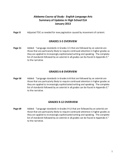 English/Lanuage Arts CCRS Updates (July 2013)