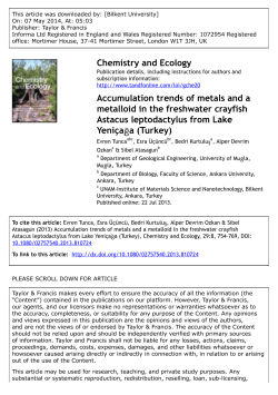 Chemistry and Ecology Accumulation trends of metals and a