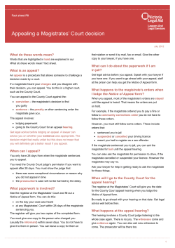 Appealing a Magistrates` Court decision