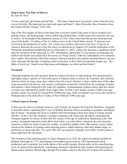 King Cotton: The Fiber of Slavery
