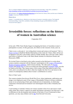Irresistible forces: reflections on the history of women in Australian