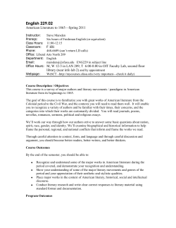 English 228 American Literature from Civil War to Present