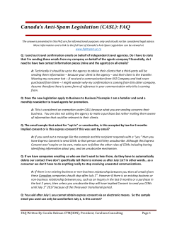 Canada`s Anti-Spam Legislation (CASL): FAQ
