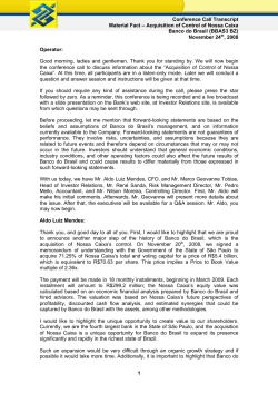 Acquisition of Control of Nossa Caixa Banco do Brasil (BBAS3 BZ)