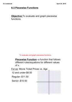 63 Piecewise Functions Objective:To evaluate and graph piecewise