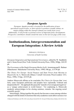 Institutionalism, Intergovernmentalism and European Integration: A