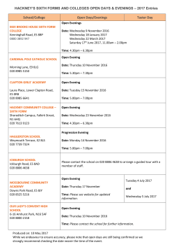 HACKNEY`S SIXTH FORMS AND COLLEGES OPEN DAYS