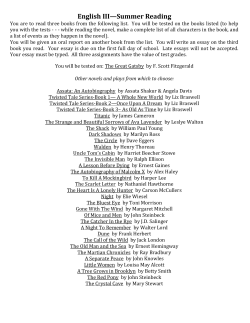 English III&mdash;Summer Reading
