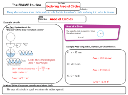 The FRAME Routine Main idea Area of Circles