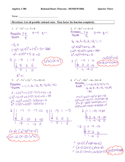 Rational Roots THeorem HW KEY
