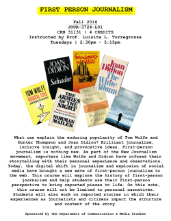 first person journalism - Fordham Communication and Media Studies