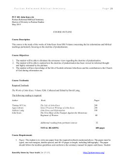 PUT 401 John Knox - Puritan Reformed Biblical Seminary