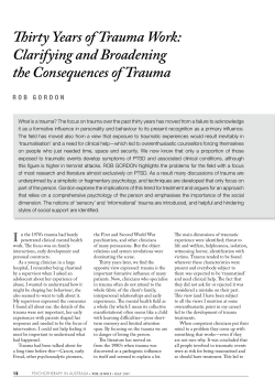 Thirty Years of Trauma Work: Clarifying and Broadening the
