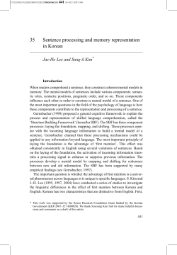 35 Sentence processing and memory representation in Korean