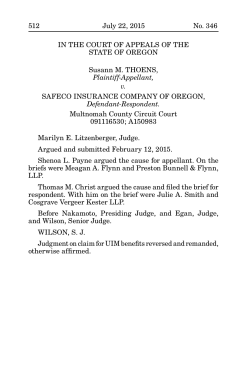 Thoens v. Safeco Ins. Co. of Oregon - Oregon